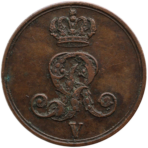 1852 B 1 Pfennig Kingdom of Hannover Germany Coin George V