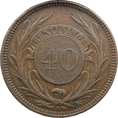 1857 40 Centésimos de Real Uruguay Coin