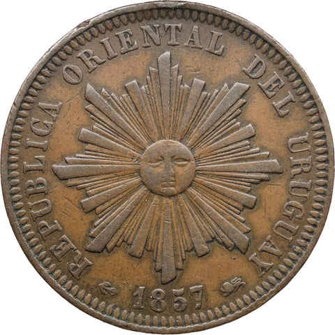1857 40 Centésimos de Real Uruguay Coin