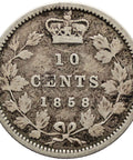 1858 10 Cents Victoria Canada Coin Silver
