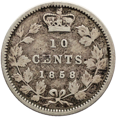 1858 10 Cents Victoria Canada Coin Silver