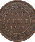 1859 One Cent Canada Coin Queen Victoria