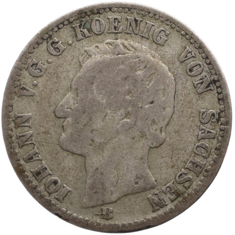 1860 B ⅙ Thaler Kingdom of Saxony Coin John I