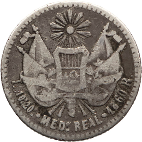 1860 R Half Real Guatemala Coin 