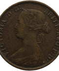 1861 One Cent Canada Nova Scotia Queen Victoria Bronze Coin Large bud