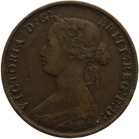 1861 One Cent Canada Nova Scotia Queen Victoria Bronze Coin Large bud