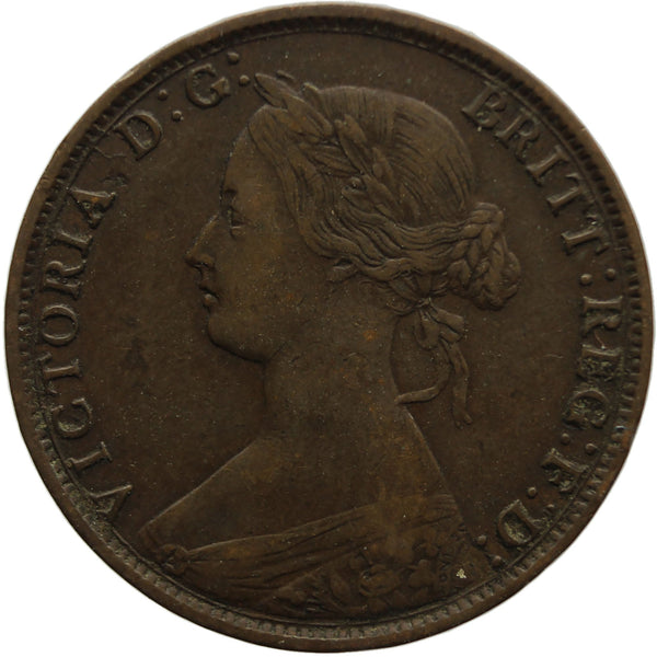 1861 One Cent Canada Nova Scotia Queen Victoria Bronze Coin Large bud