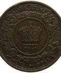 1861 One Cent Canada Nova Scotia Queen Victoria Bronze Coin Large bud