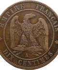 1862 A 10 Centimes Napoleon III France Coin Mint Rouen