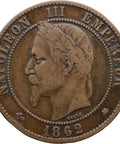 1862 A 10 Centimes Napoleon III France Coin Mint Rouen