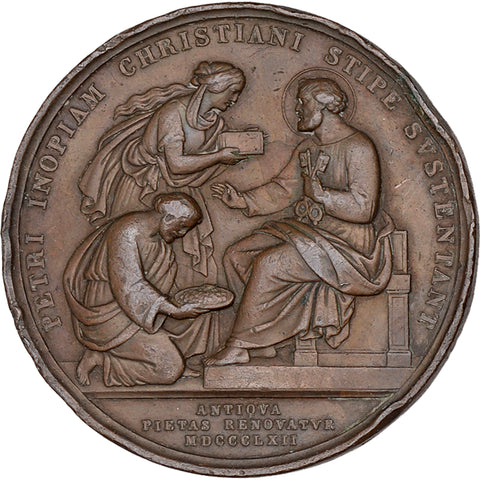 1862 Papal States Pope Pius IX Antiqua Pietas Renovatur Medal