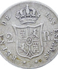 1863 2 Reales Isabel II Spain Silver Coin