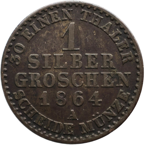 1864 A 1 Silbergroschen Kingdom of Prussia Germany Coin William I Berlin Mint