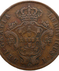 1865 20 Reis Azores Portugal Coin Luiz I