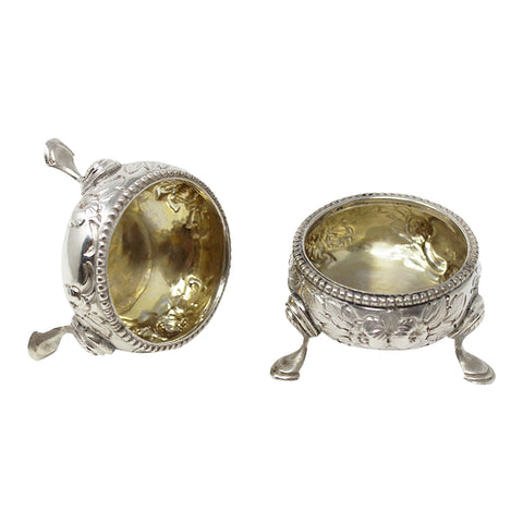 1865 Antique Victorian Era Sterling Silver Pair Salts Silversmith Augustus George Piesse London Hallmarks