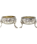 1865 Antique Victorian Era Sterling Silver Pair Salts Silversmith Augustus George Piesse London Hallmarks