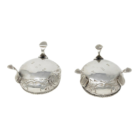 1865 Antique Victorian Era Sterling Silver Pair Salts Silversmith Augustus George Piesse London Hallmarks