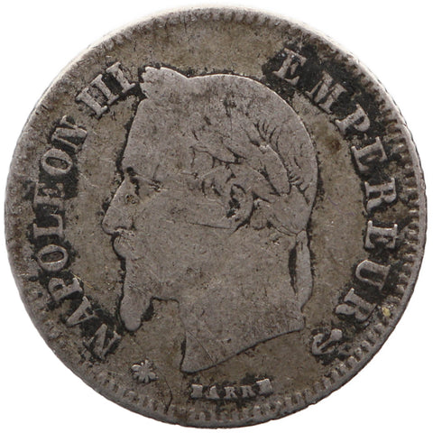 1866 A 20 Centimes France Napoleon III Coin Silver Paris Mint