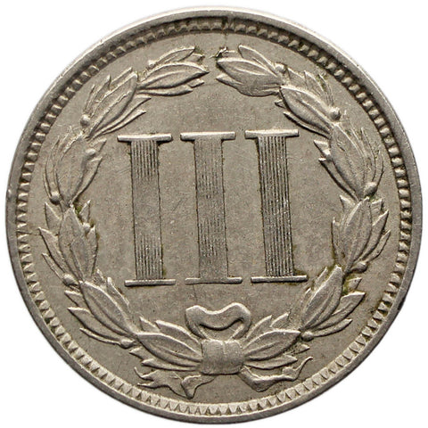 1867 3 Cents Nickel USA Coin Overstruck