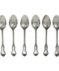 1870 Antique Victorian Era Sterling Silver Set Six Dessert Spoons London Hallmarks George Aldwinckle Maker