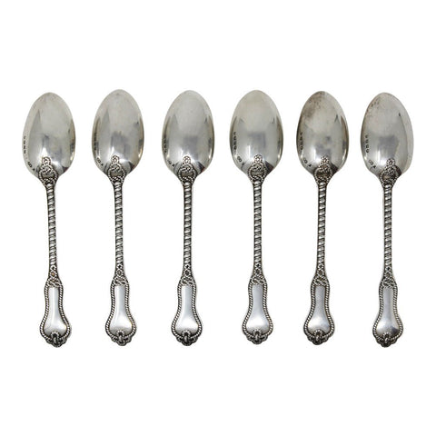 1870 Antique Victorian Era Sterling Silver Set Six Dessert Spoons London Hallmarks George Aldwinckle Maker