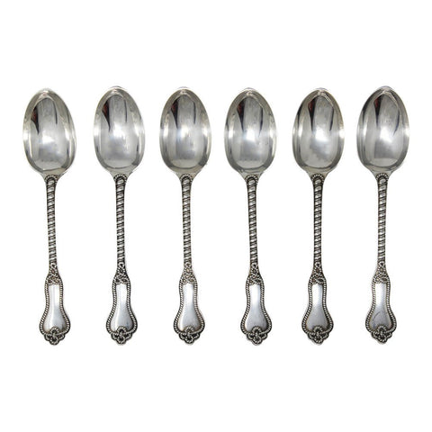 1870 Antique Victorian Era Sterling Silver Set Six Dessert Spoons London Hallmarks George Aldwinckle Maker