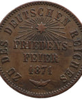 1871 1 Kreuzer Grand Duchy of Baden Coin Germany Frederick I Victory over France