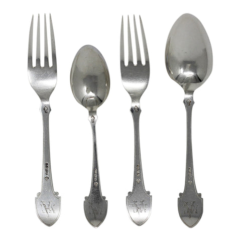 1872 Antique Victorian Era Cutlery Set with Original Case Silversmith Jehoiada Alsop Rhodes Sheffield Hallmarks