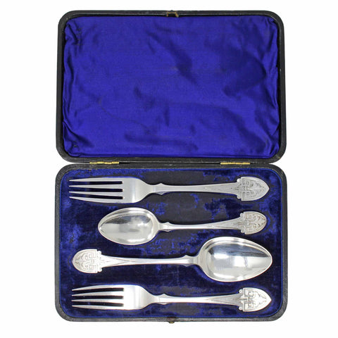 1872 Antique Victorian Era Cutlery Set with Original Case Silversmith Jehoiada Alsop Rhodes Sheffield Hallmarks