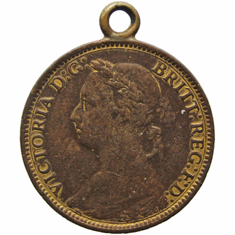 1874 - 1895 Farthing Coin Pendant Love Token Antique Queen Victoria