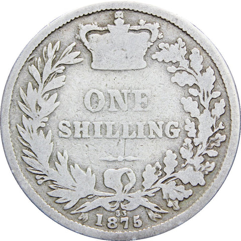 1875 Shilling Queen Victoria Great Britain Silver Coin