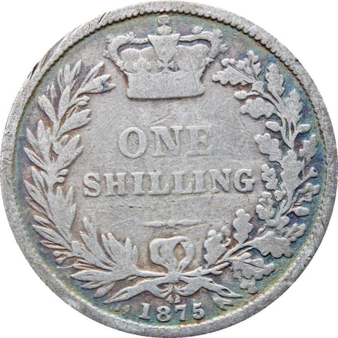 1875 Shilling Queen Victoria Great Britain Silver Coin