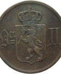 1876 2 Øre Norway Coin Oscar II
