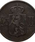 1876 5 Øre Norway Coin Oscar II