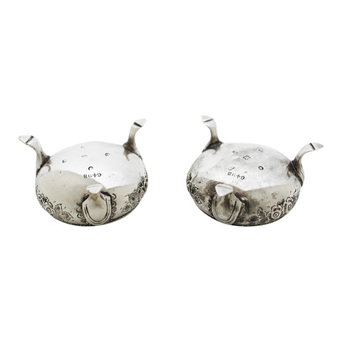1877 Antique Victorian Era Sterling Silver Pair Salts Silversmith Martin, Hall & Co (Richard Martin & Ebenezer Hall) Sheffield Hallmarks
