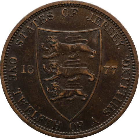 1877 H 1⁄12 Shilling Jersey Queen Victoria Coin