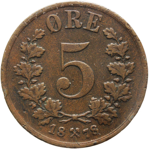 1878 5 Øre Norway Coin Oscar II