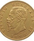 1878 R 20 Lire Italy Coin Gold Vittorio Emanuele II Roma Mint