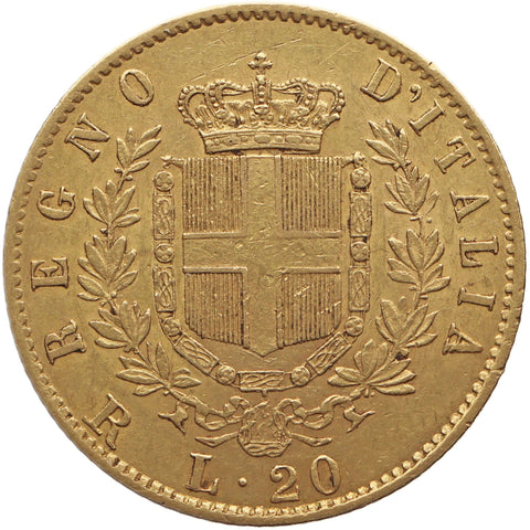 1878 R 20 Lire Italy Coin Gold Vittorio Emanuele II Roma Mint