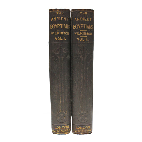 1878 Antique Book The Ancient Egyptians By Sir J. Gardnier Wilkinson in Two Volumes with illustrations.