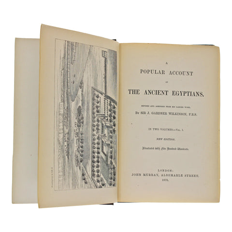 1878 Antique Book The Ancient Egyptians By Sir J. Gardnier Wilkinson in Two Volumes with illustrations.