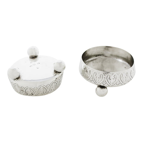 1879 Antique Victorian Era Pair Sterling Silver Salts Silversmiths Hilliard & Thomason Birmingham Hallmarks