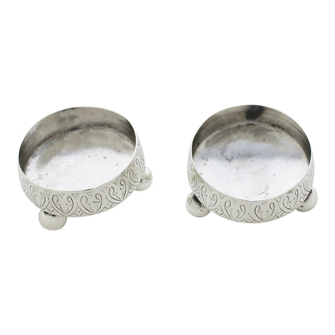 1879 Antique Victorian Era Pair Sterling Silver Salts Silversmiths Hilliard & Thomason Birmingham Hallmarks