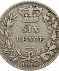 1879 Sixpence Victoria United Kingdom Coin Silver