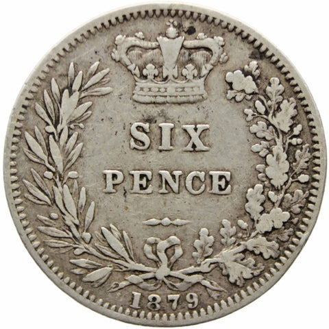 1879 Sixpence Victoria United Kingdom Coin Silver