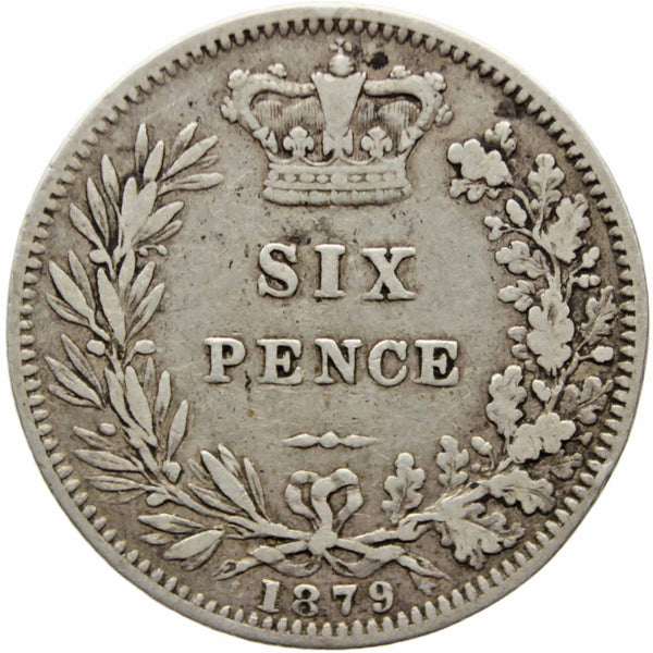 1879 Sixpence Victoria United Kingdom Coin Silver