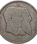 1880 1 Franc Belgium Coin Leopold II Silver Independence Commemorative issue