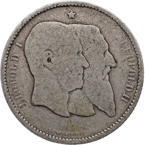 1880 1 Franc Belgium Coin Leopold II Silver Independence Commemorative issue
