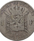 1880 1 Franc Belgium Coin Leopold II Silver Independence Commemorative issue