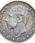 1880 Spain 50 Centimos Alfonso XII Silver Coin